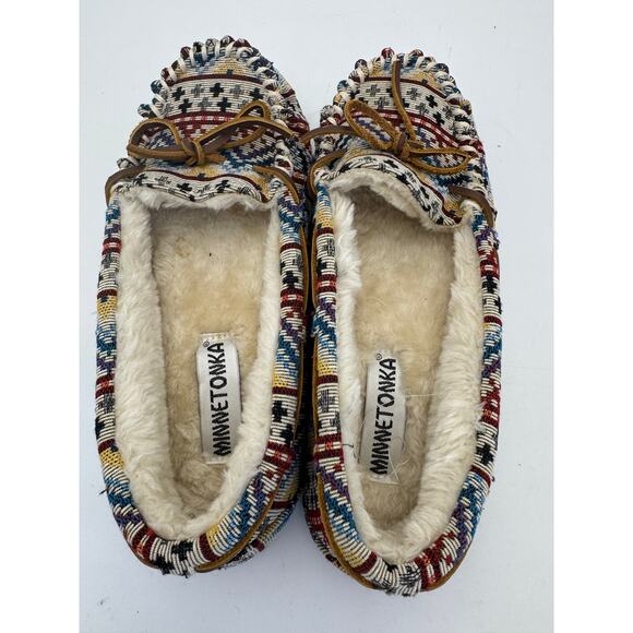 Minnetonka Cally Women's Size 8 Fleece Lined Moccasin Slippers Multicolor - Picture 6 of 7